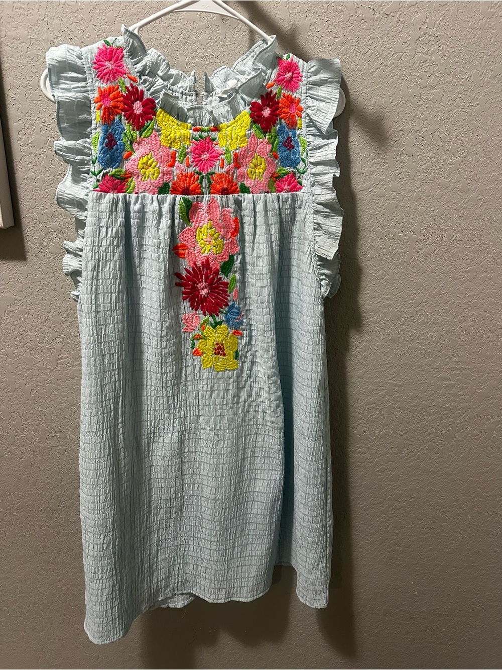THML Embroidered Floral Ruffle Dress